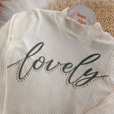 Conj. Blusa Cacharréu Lovely e Short Saia - Off White e Verde Musgo